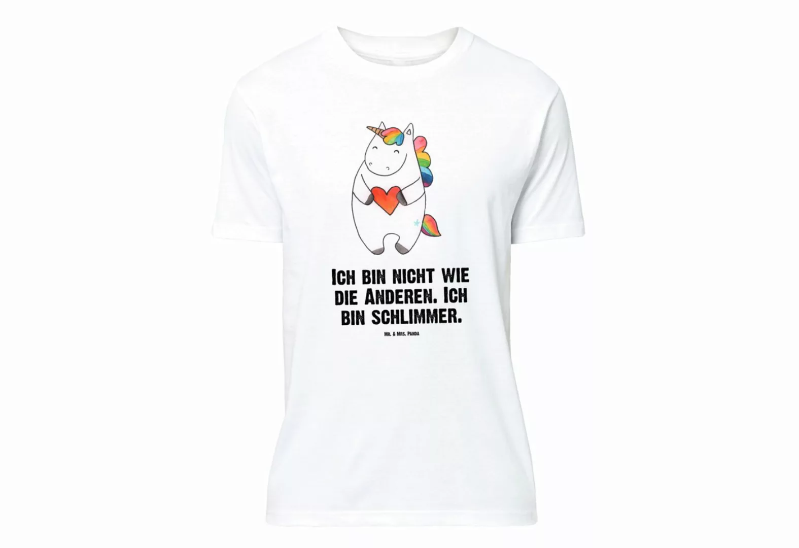 Mr. & Mrs. Panda T-Shirt Einhorn Herz - Weiß - Geschenk, Tshirt, T-Shirt mi günstig online kaufen