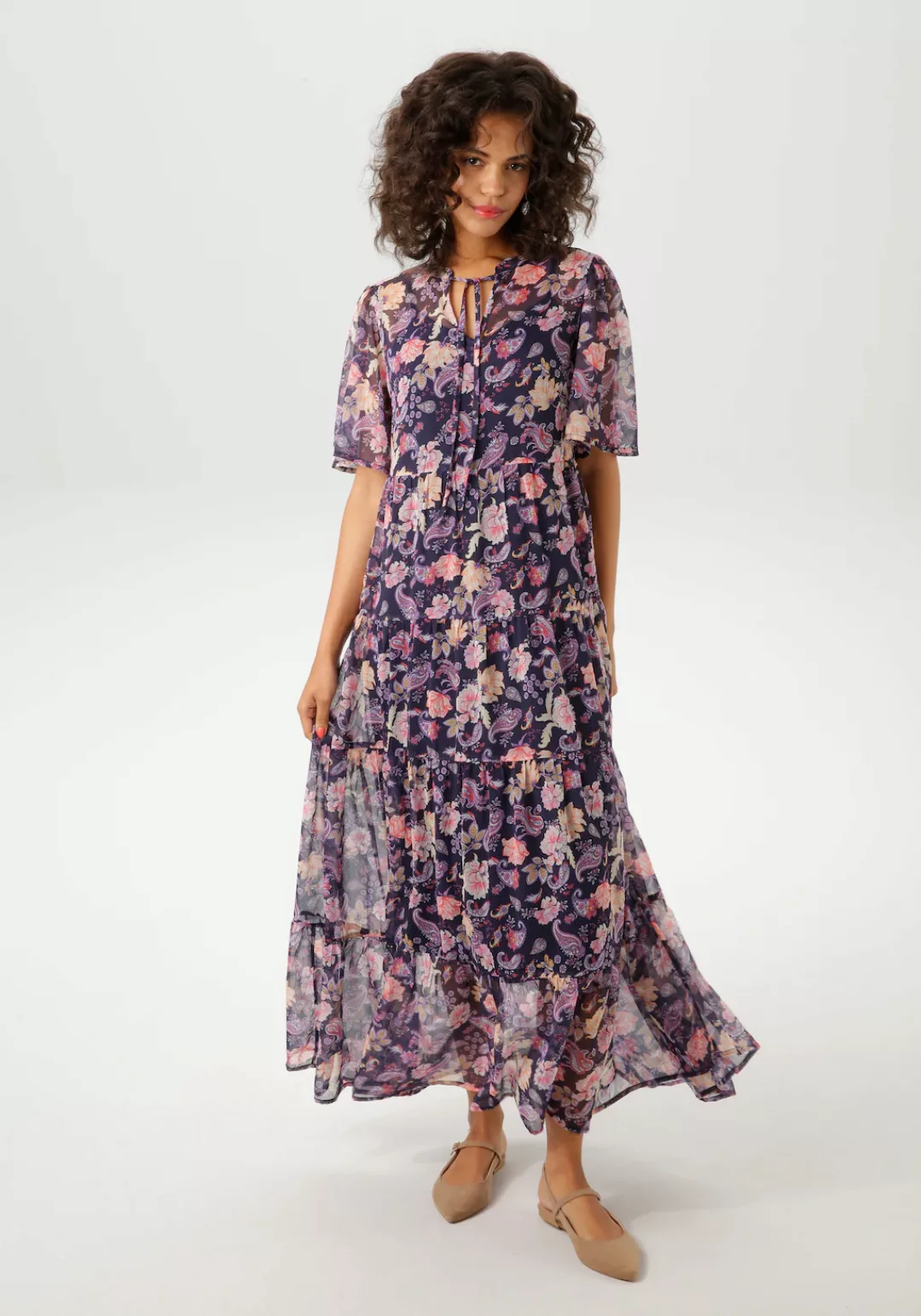 Aniston CASUAL Sommerkleid, mit fantasievollem Blumen- und Paisley-Druck - günstig online kaufen