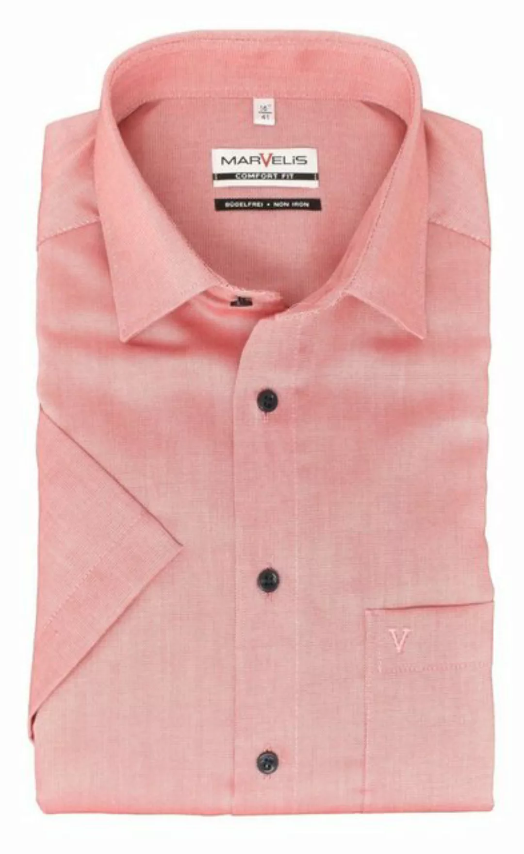 MARVELIS Kurzarmhemd Kurzarmhemd - Comfort Fit - Einfarbig - Rot günstig online kaufen