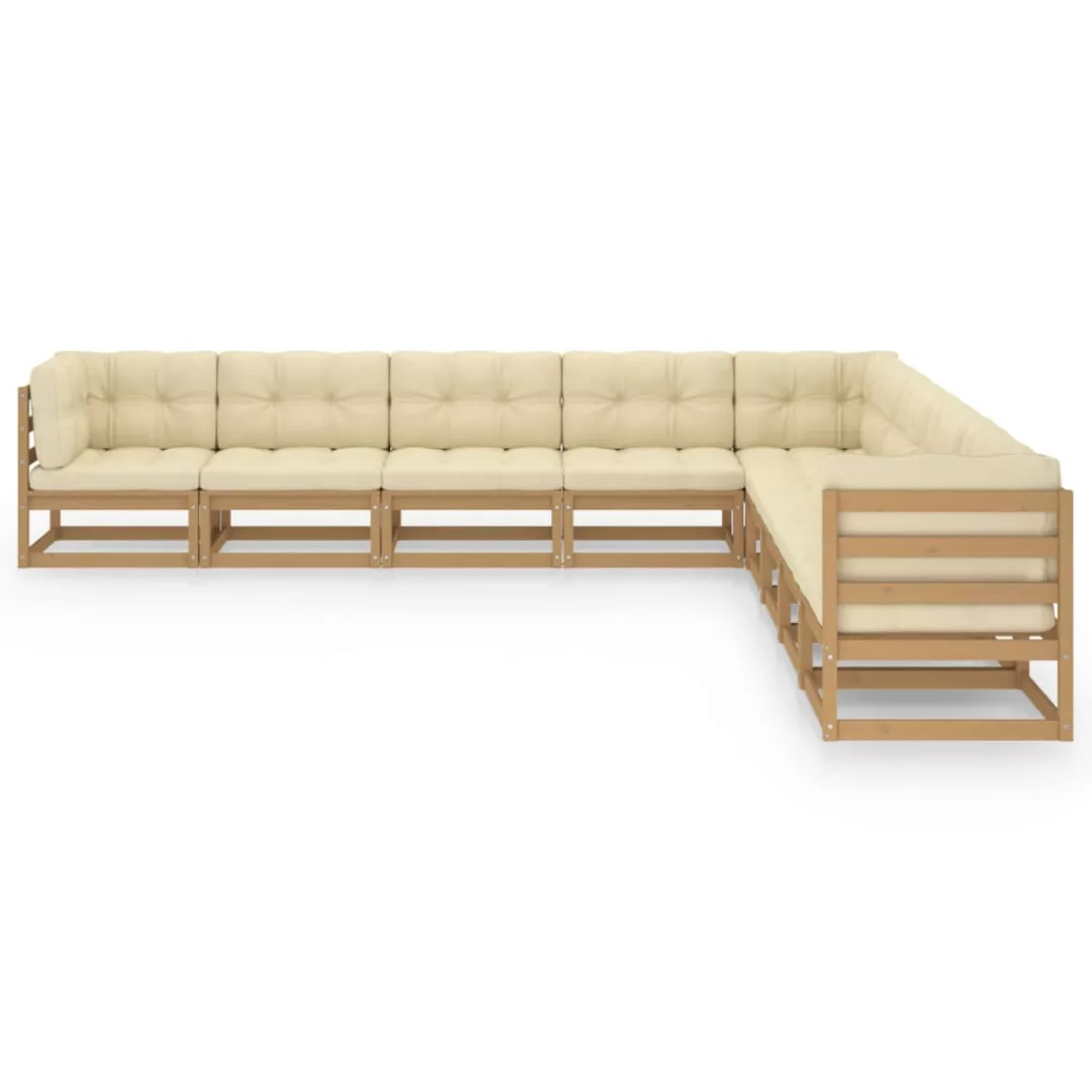 9-tlg. Garten-lounge-set Kissen Honigbraun Kiefer Massivholz günstig online kaufen