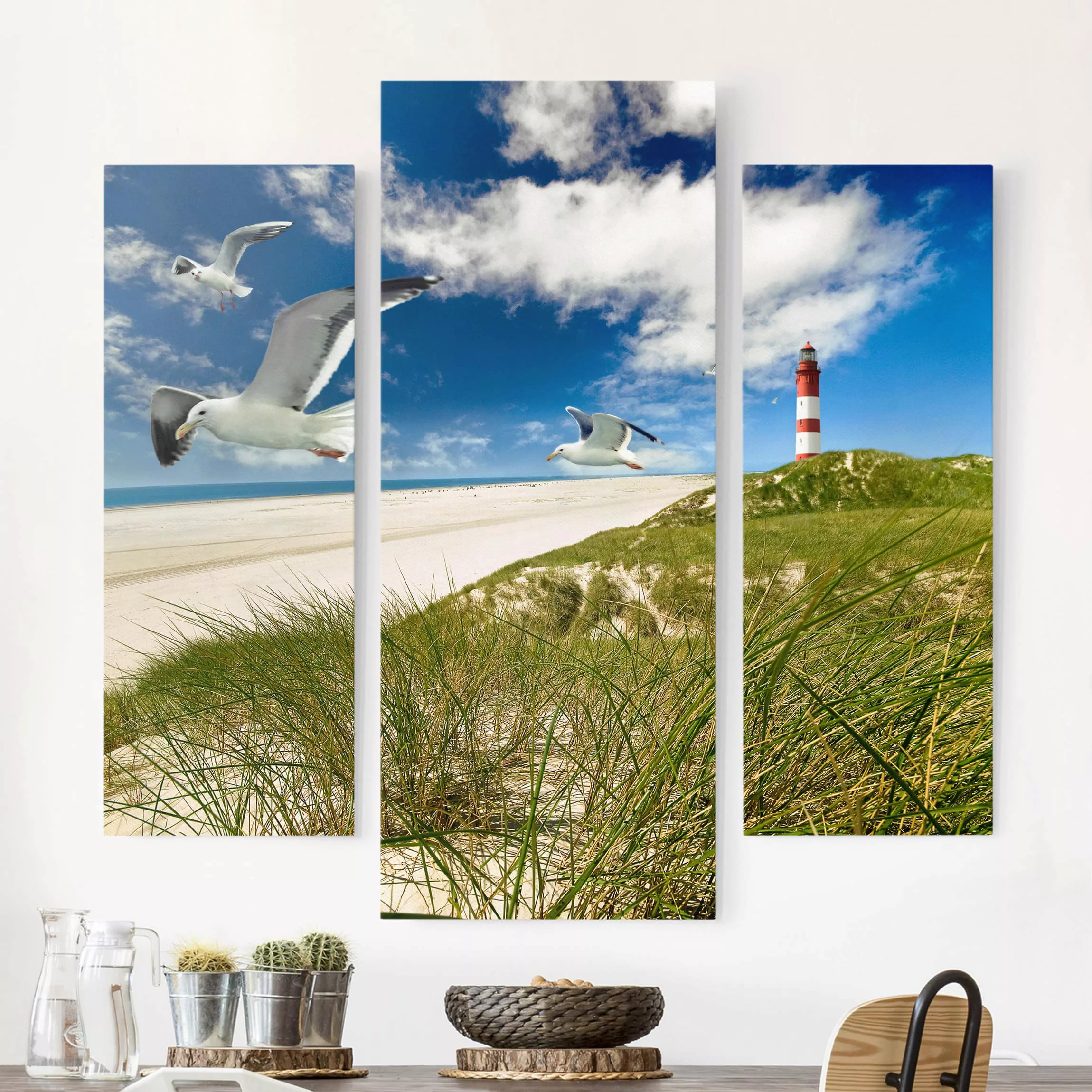 3-teiliges Leinwandbild Leuchtturm - Querformat Dune Breeze günstig online kaufen