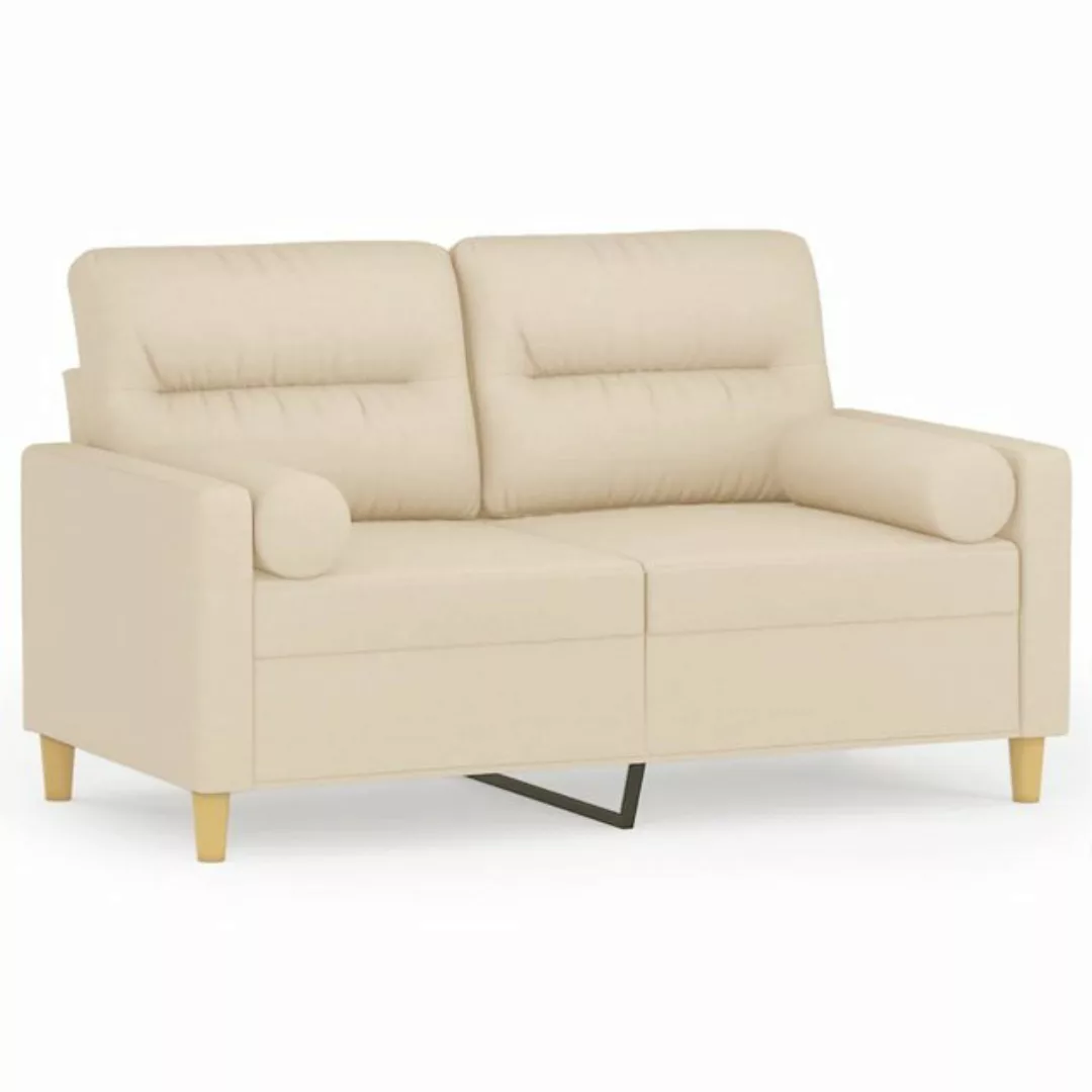 vidaXL Sofa, 2-Sitzer-Sofa mit Zierkissen Creme 120 cm Stoff günstig online kaufen