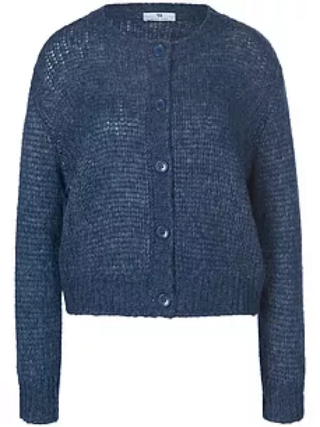 Strickjacke überschnittener Schulter Peter Hahn blau günstig online kaufen