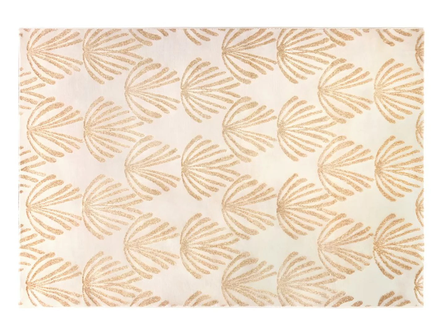 Teppich Art Déco - 160 x 230 cm - Polypropylen - Beige & Goldfarben - LYSA günstig online kaufen