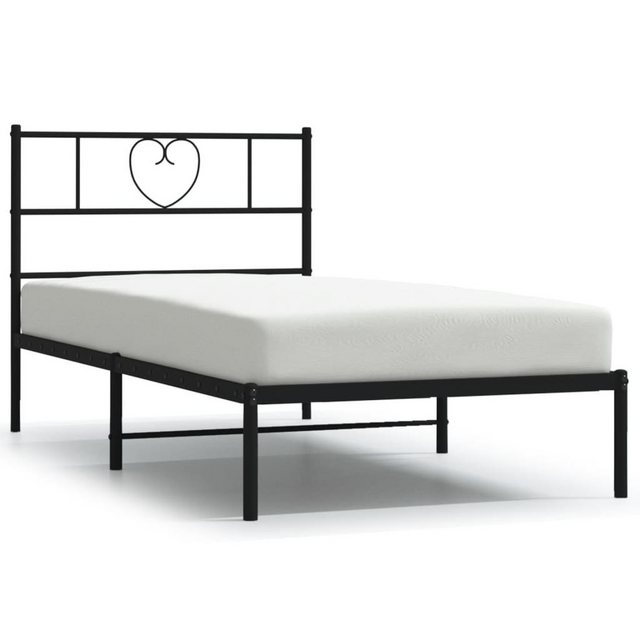 vidaXL Bettgestell Bettrahmen mit Kopfteil Metall Schwarz 90x190 cm Bett Be günstig online kaufen