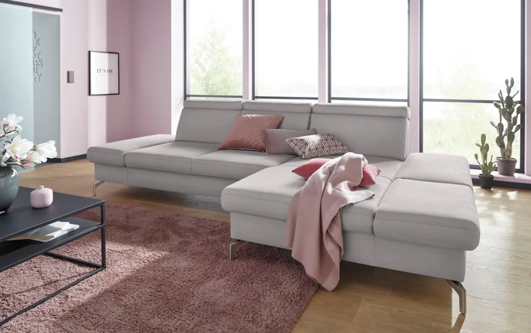sit&more Ecksofa "Brisbane L-Form", Fußhöhe 15 cm, inklusive Sitztiefen-, A günstig online kaufen