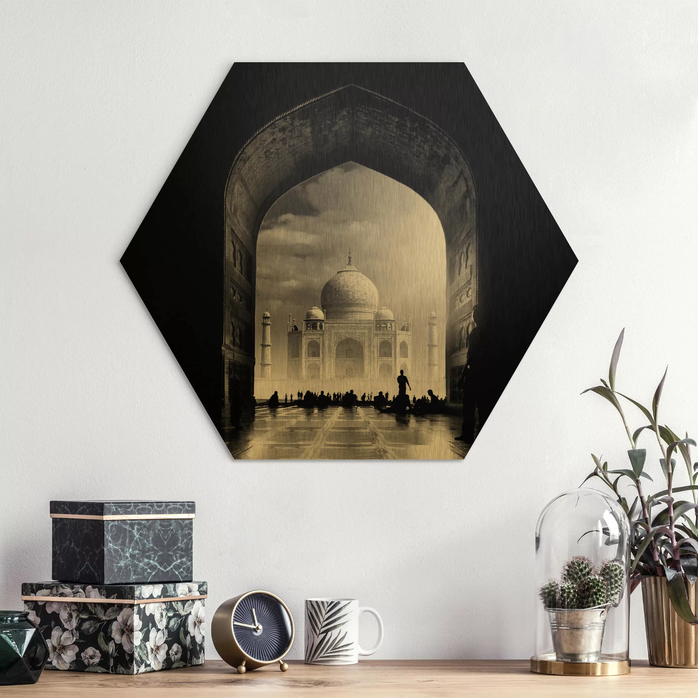 Hexagon-Alu-Dibond Bild Architektur & Skyline Das Tor zum Taj Mahal günstig online kaufen