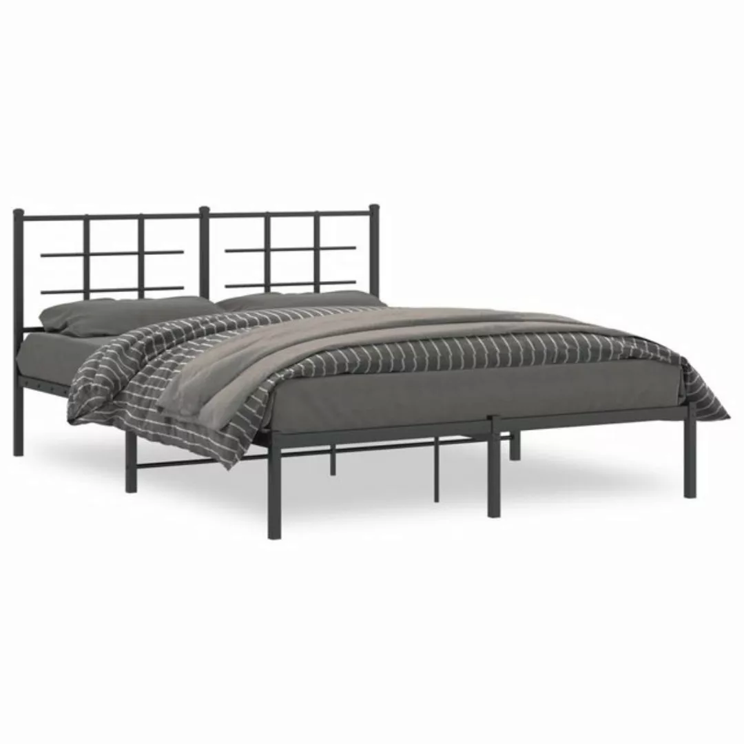 vidaXL Bettgestell, Bettrahmen mit Kopfteil Metall Schwarz 160x200 cm günstig online kaufen