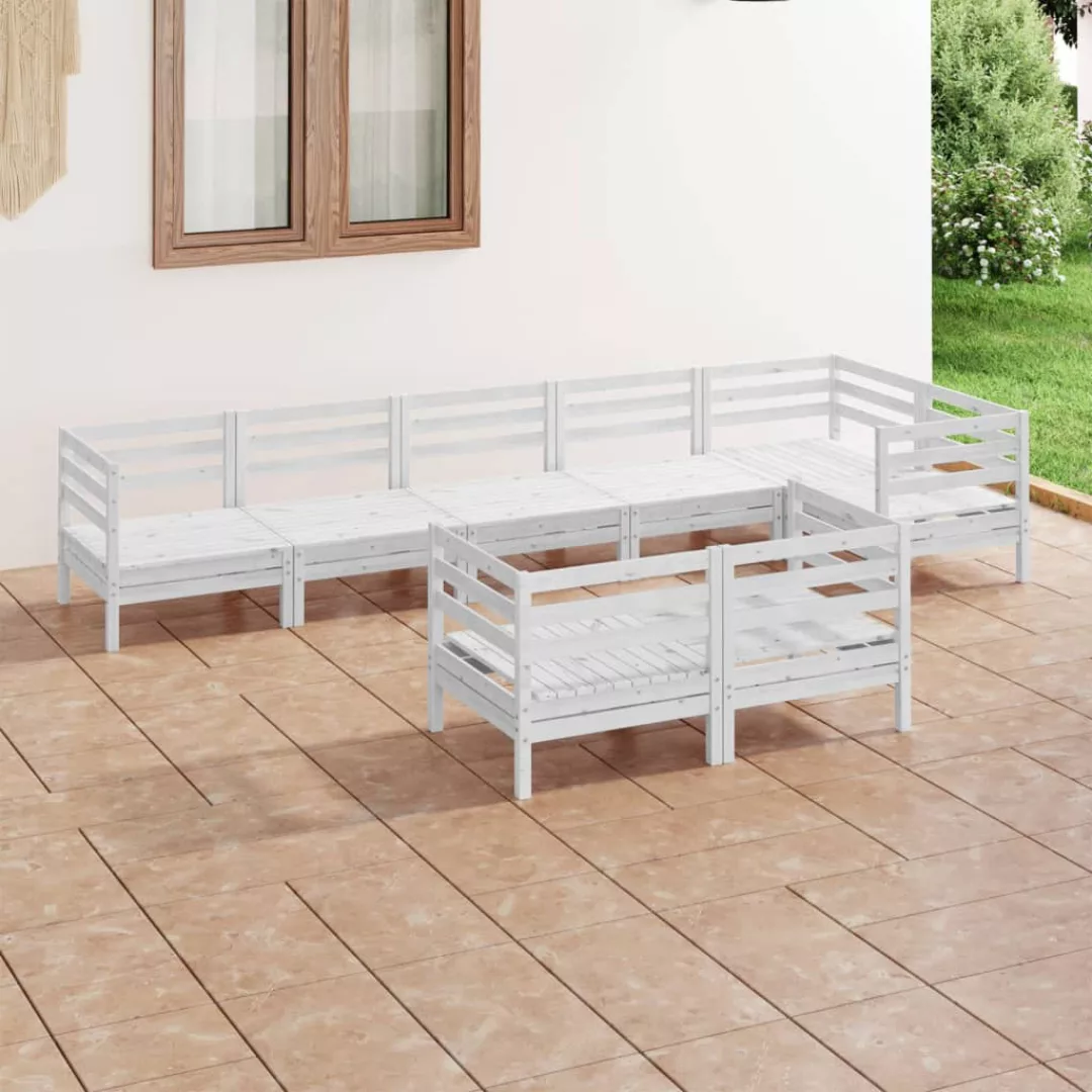 12-tlg. Garten-lounge-set Weiß Massivholz Kiefer günstig online kaufen