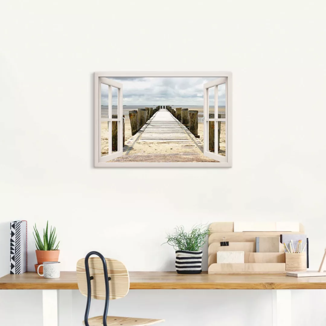 Artland Wandbild »Fensterblick - Steg ins Watt«, Fensterblick, (1 St.), als günstig online kaufen