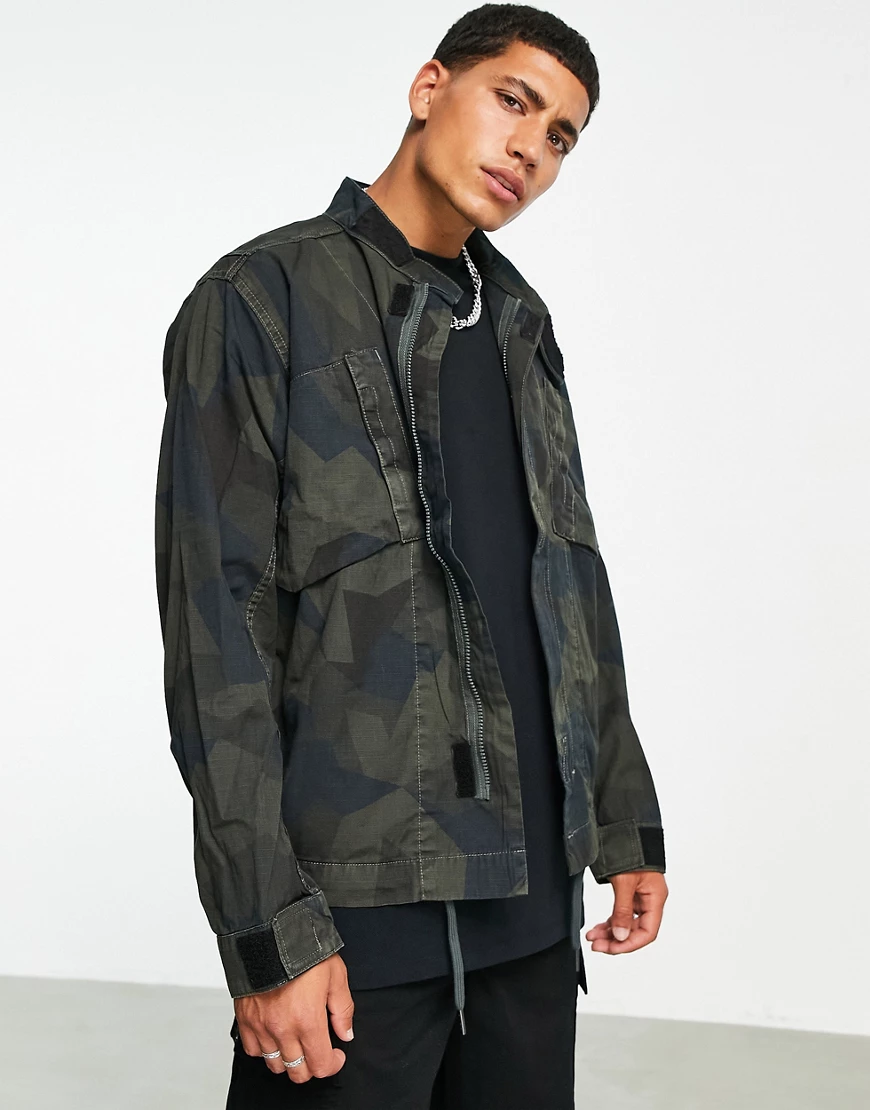 G-Star – Sporty – Leichte Jacke mit Military-Muster-Grün günstig online kaufen