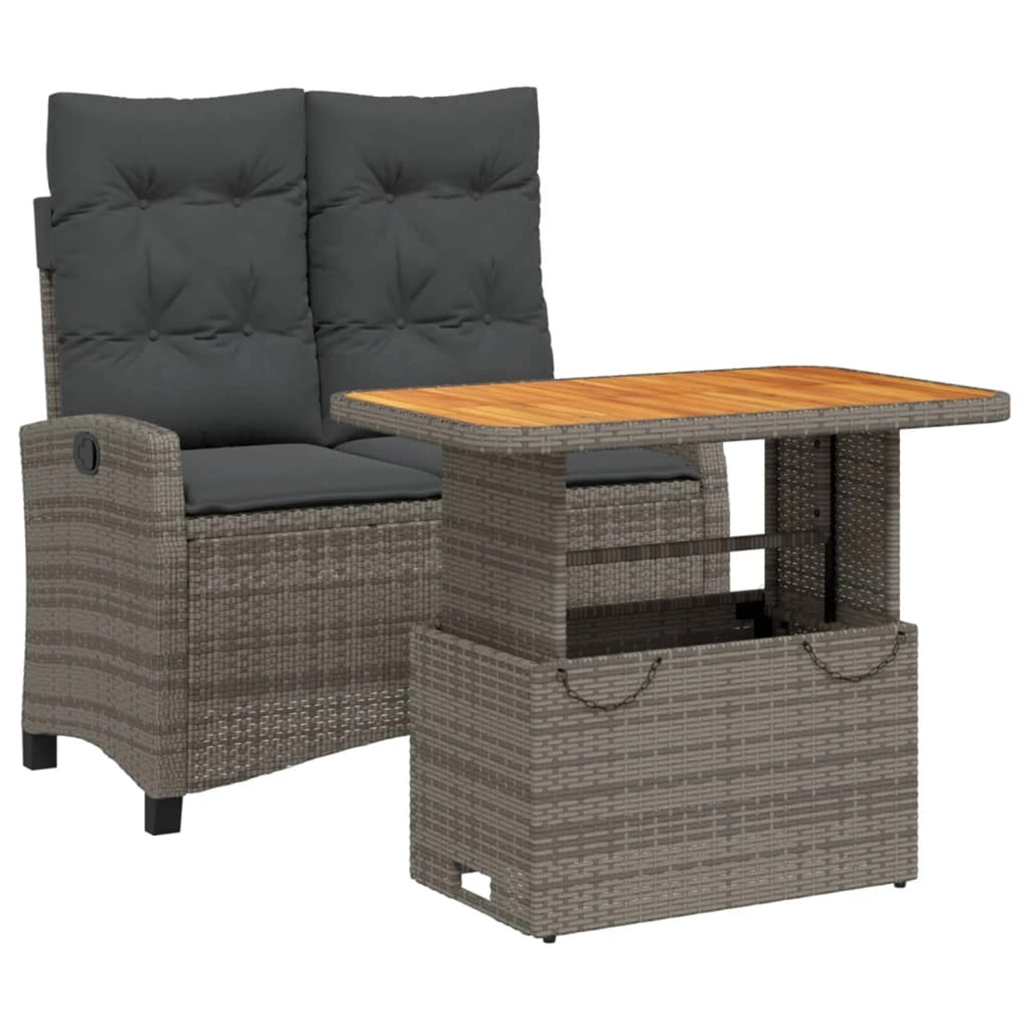 vidaXL 2-Tlg Garten-Essgruppe mit Kissen Grau Poly Rattan 3277406 günstig online kaufen