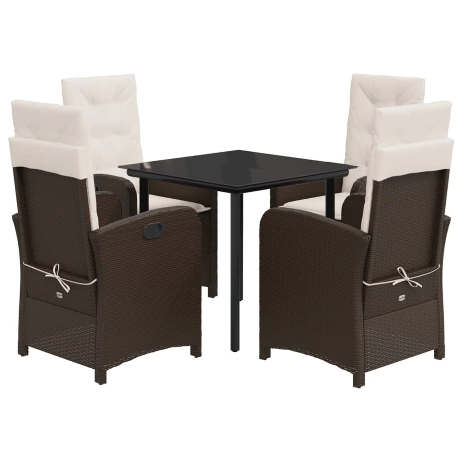 vidaXL 5-Tlg Garten-Essgruppe mit Kissen Braun Poly Rattan 3212341 günstig online kaufen