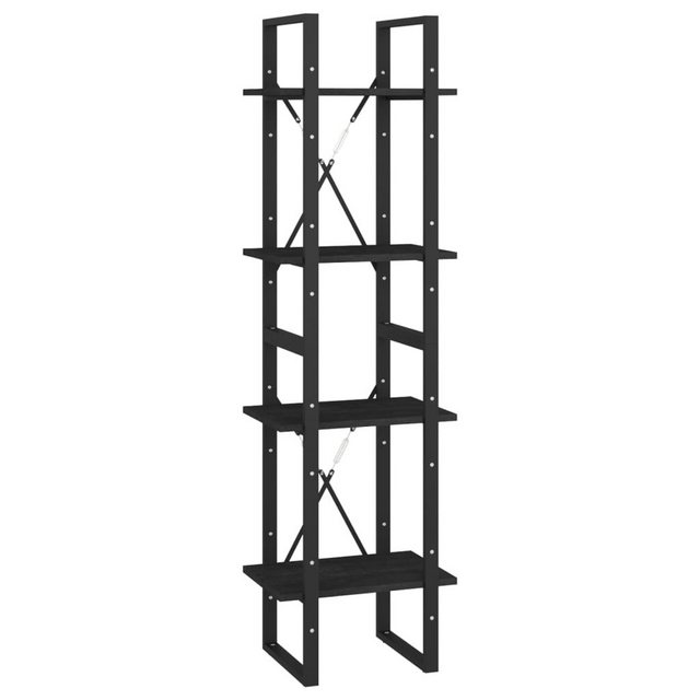 vidaXL Bücherregal Bücherregal 4 Fächer Schwarz 40x30x140 cm Kiefer Massivh günstig online kaufen