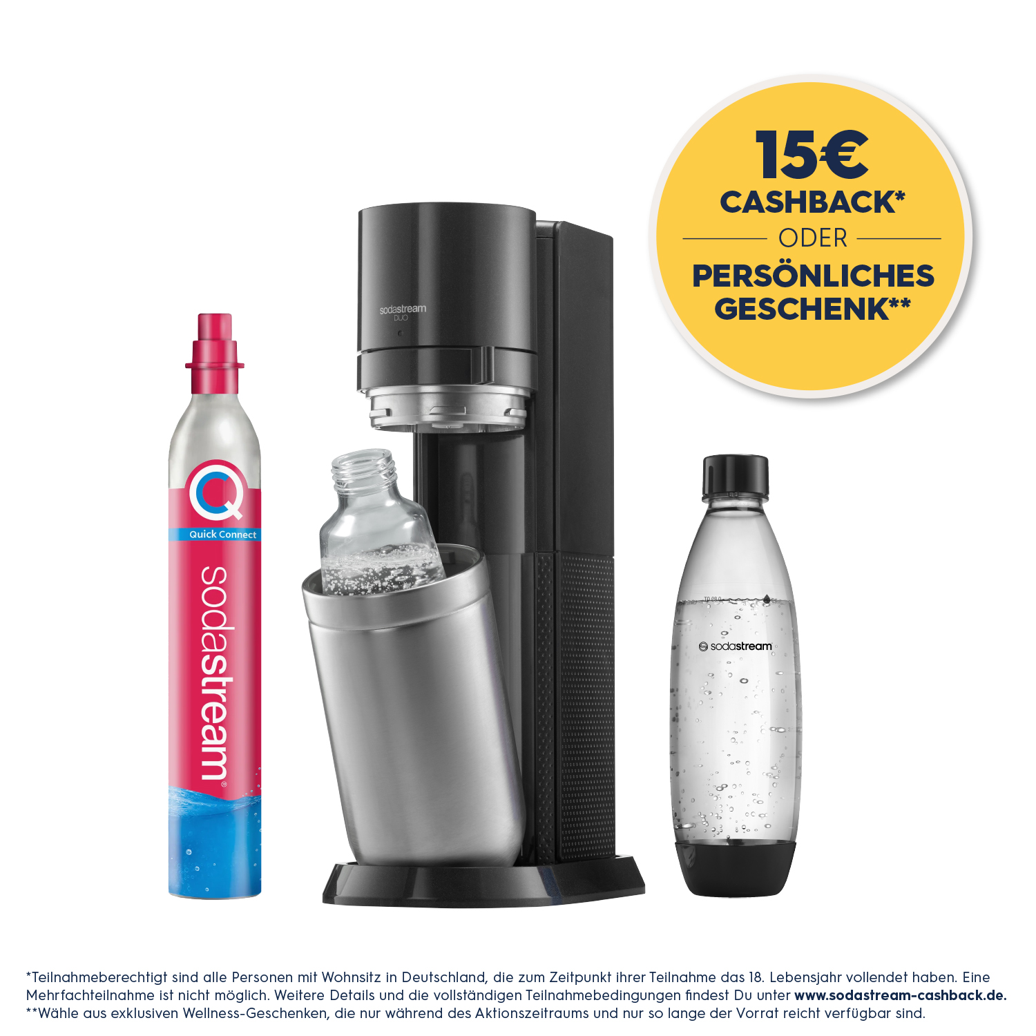 SodaStream Wassersprudler »DUO«, (Set, 4 tlg.), CO2-Zylinder, 1L Glasflasch günstig online kaufen