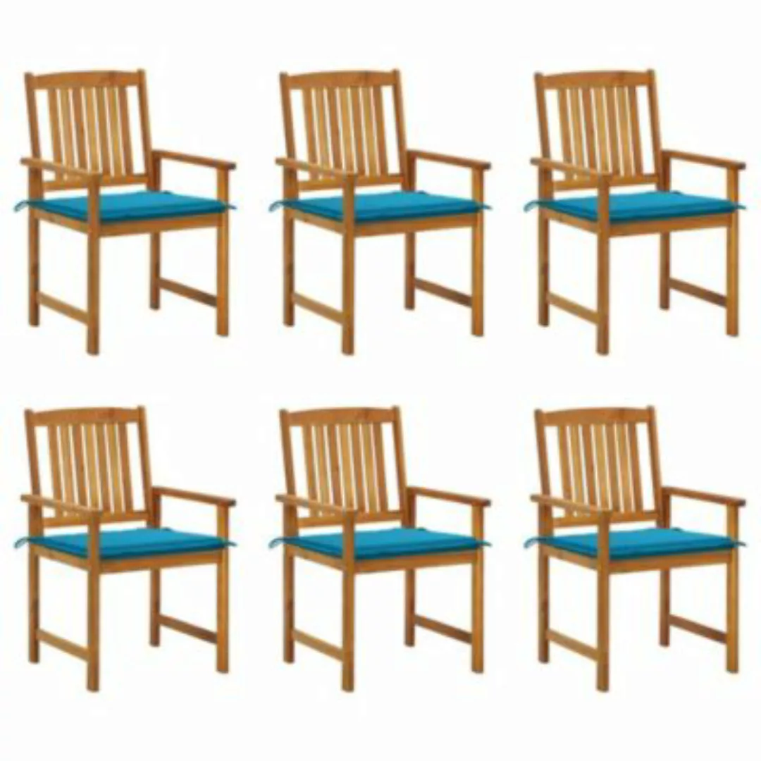 vidaXL Gartenstühle mit Kissen 6 Stk. Massivholz Akazie Gartenstuhl blau günstig online kaufen