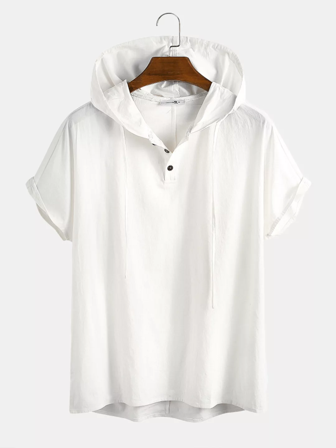Herren 100% Baumwolle Soild Casual Everyday Kapuzen-Kurzarm-T-Shirt günstig online kaufen