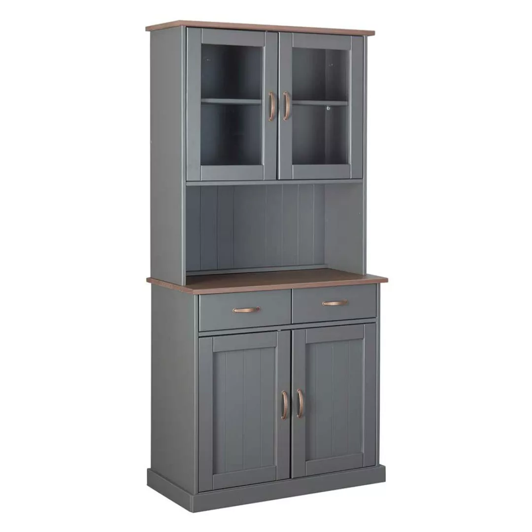 Country Buffetschrank in Grau und Braun Kiefer Massivholz günstig online kaufen