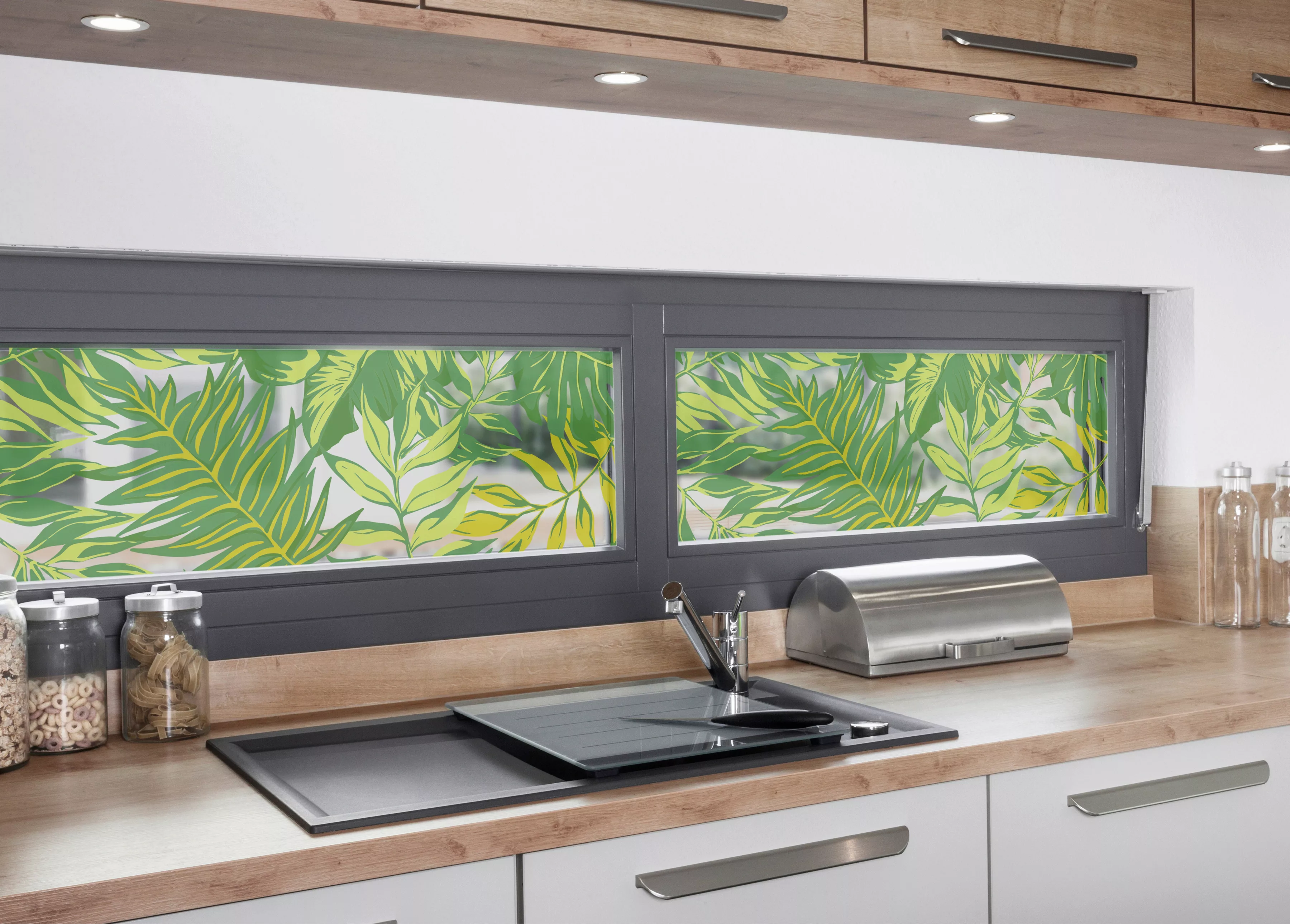 MySpotti Fensterfolie "Look Palm Leaves green", halbtransparent, glattstati günstig online kaufen