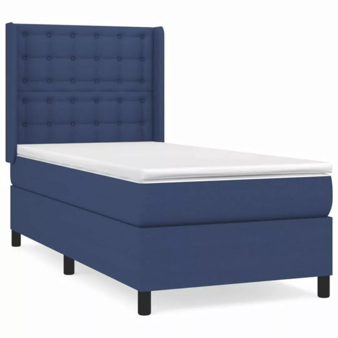 vidaXL Bettgestell Boxspringbett mit Matratze Blau 90x190 cm Stoff Bett Bet günstig online kaufen
