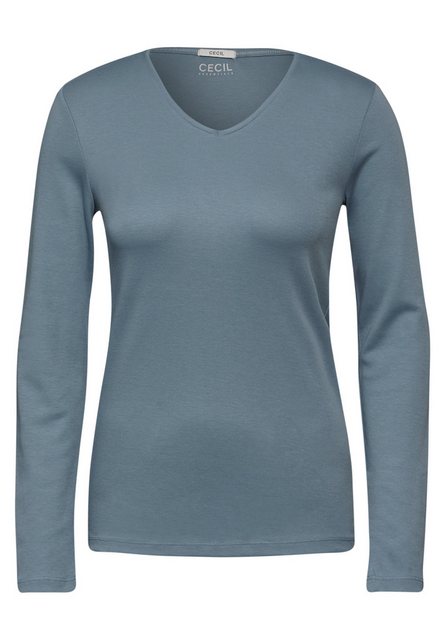 Cecil Langarmshirt Cecil Basic Shirt Pia in Universal Blue (1-tlg) Nicht Vo günstig online kaufen