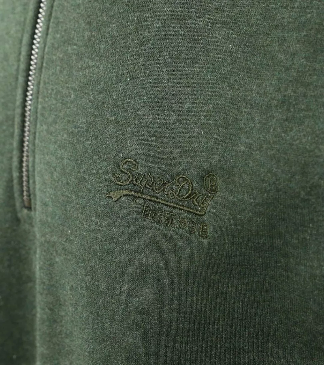 Superdry Henley Essential Half Zip Pullover Dunkelgrün - Größe M günstig online kaufen