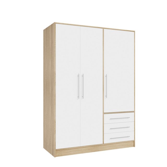 freiraum Drehtürenschrank JUPITER 3 Türen, 3 Schübe, Sonoma Eiche Dekor / W günstig online kaufen