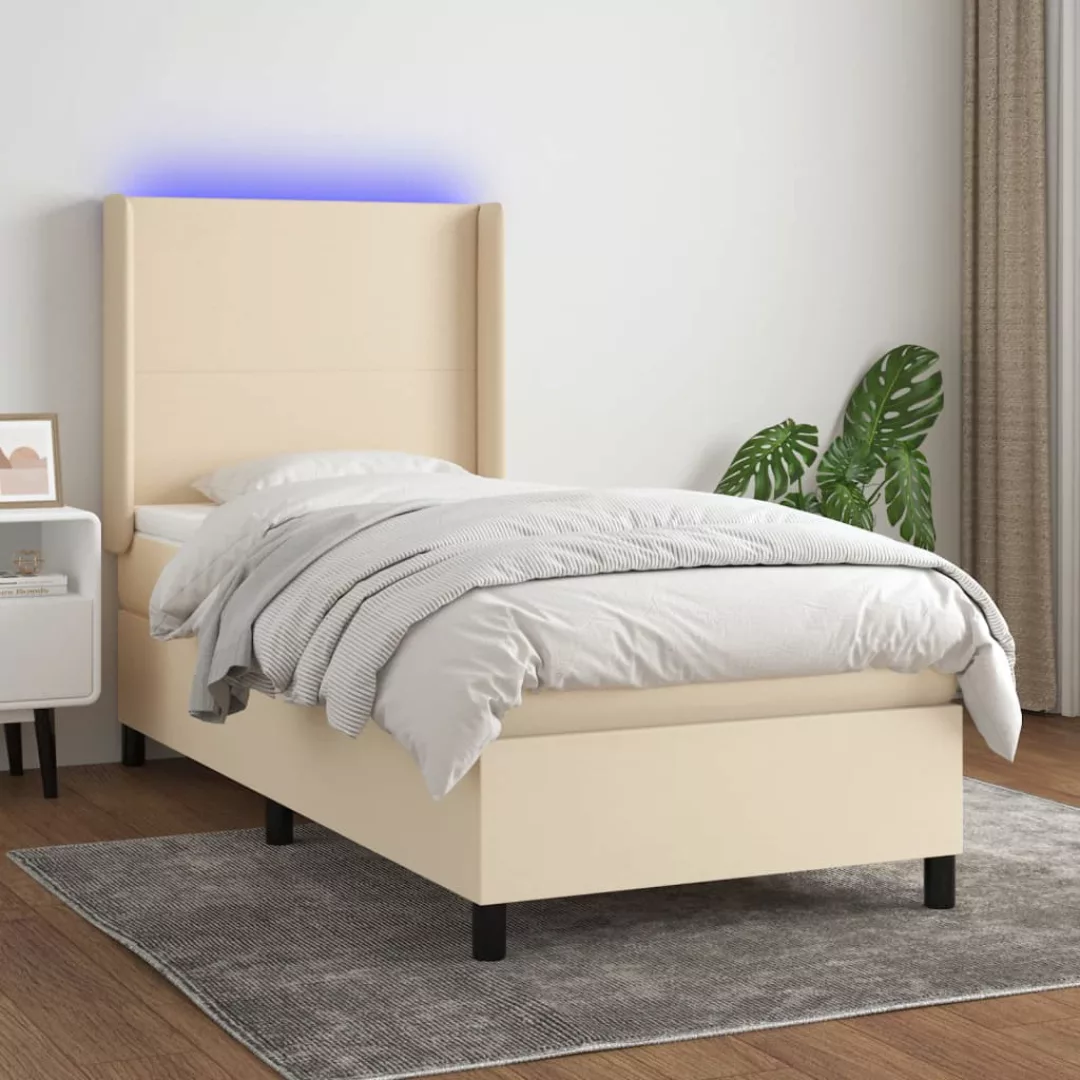 Vidaxl Boxspringbett Mit Matratze & Led Creme 100x200 Cm Stoff günstig online kaufen