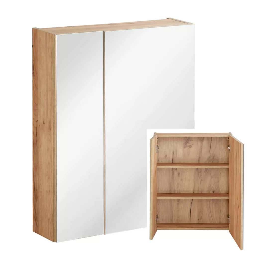 Lomadox Badezimmer Spiegelschrank 60cm TOSKANA-56 in Wotaneiche B/H/T ca. 6 günstig online kaufen