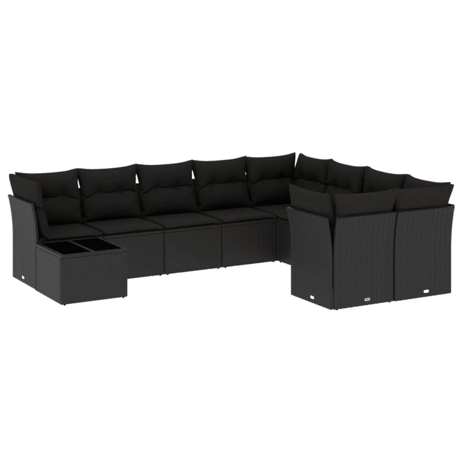 vidaXL 10-tlg Garten-Sofagarnitur mit Kissen Schwarz Poly Rattan Modell 7 günstig online kaufen