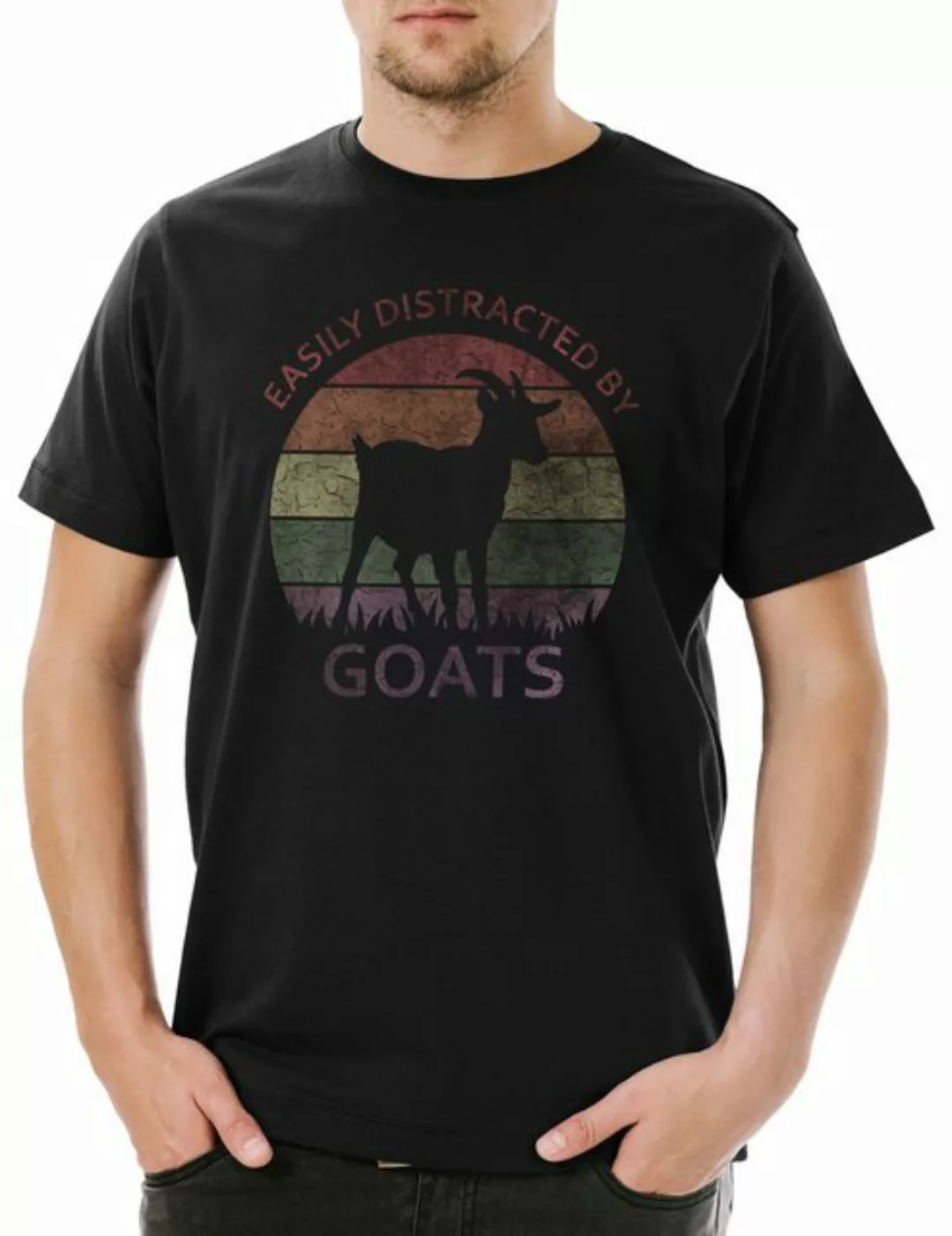 Urban Backwoods Print-Shirt Easily Distracted By GOATs Herren T-Shirt Ziege günstig online kaufen