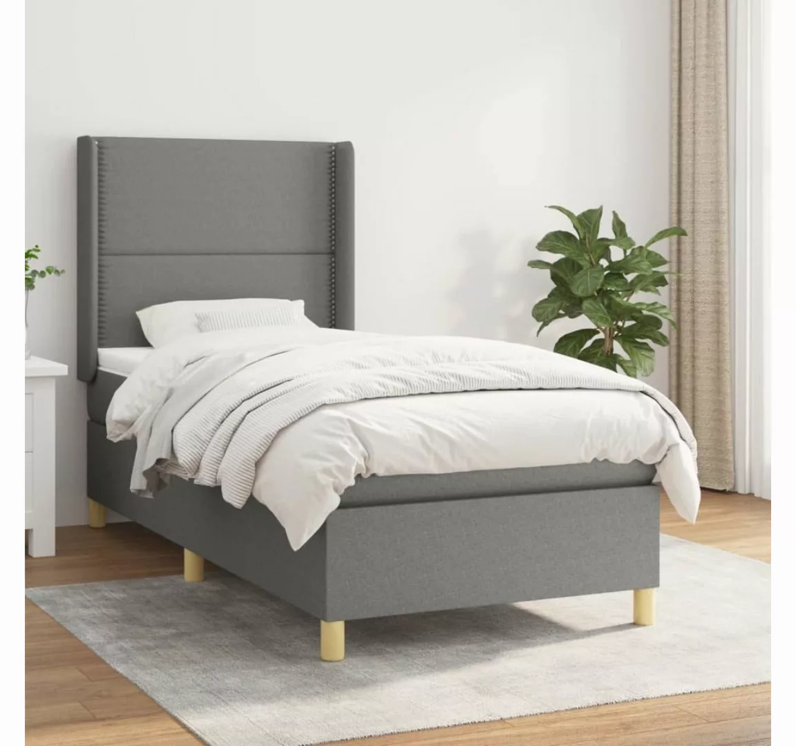 furnicato Bett Boxspringbett mit Matratze Dunkelgrau 100x200 cm Stoff günstig online kaufen