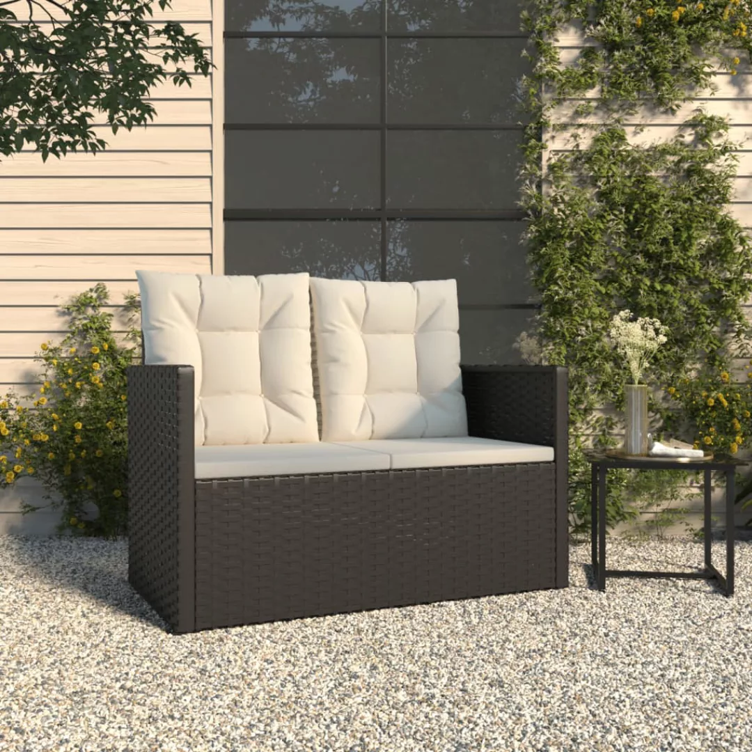 Vidaxl Gartenbank Mit Kissen Schwarz 105 Cm Poly Rattan günstig online kaufen