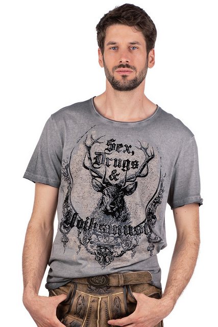 Hangowear Trachtenshirt Trachtenshirt Herren - QUADARIUS - grau günstig online kaufen