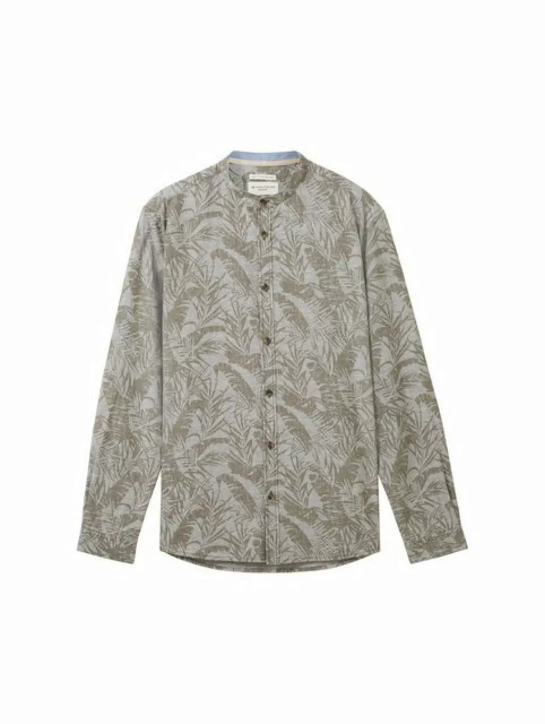 TOM TAILOR T-Shirt printed cotton linen shirt, olive palm leaf design günstig online kaufen