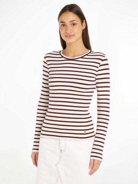 Tommy Hilfiger Langarmshirt SLIM 5X2 RIB STRIPE C-NK LS mit Logoprägung günstig online kaufen