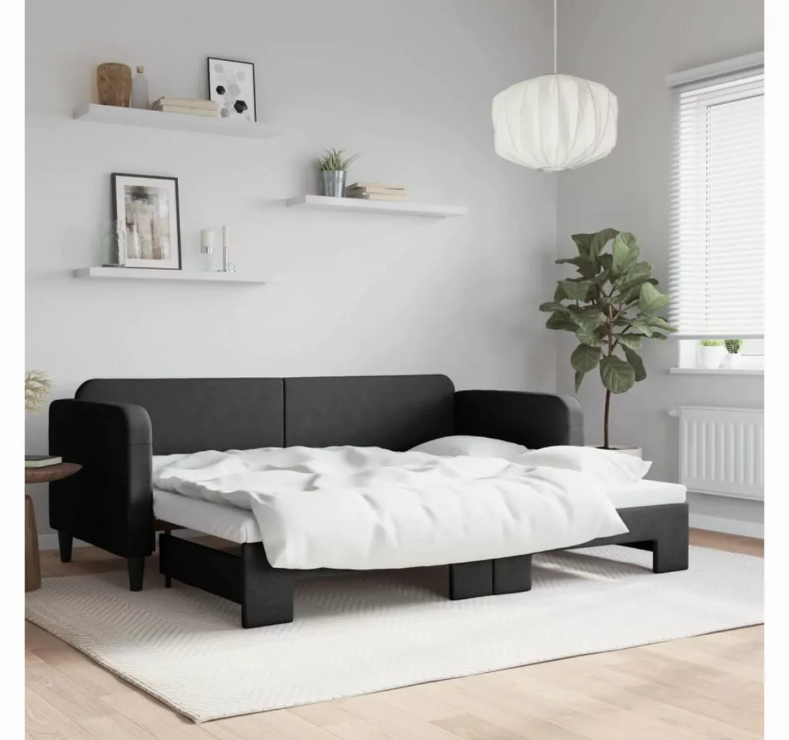 vidaXL Gästebett Gästebett Tagesbett Ausziehbar Schwarz 80x200 cm Stoff Bet günstig online kaufen