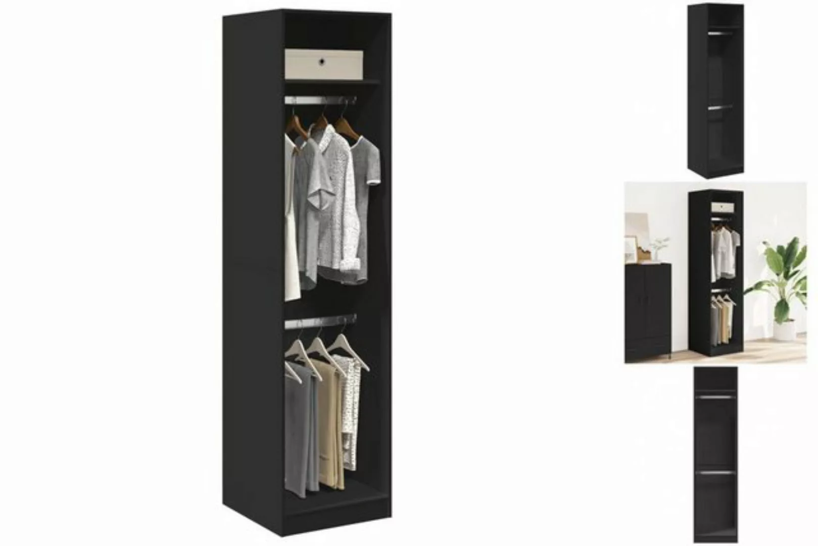 vidaXL Kleiderschrank Kleiderschrank Schwarz 50x50x200 cm Holzwerkstoff günstig online kaufen