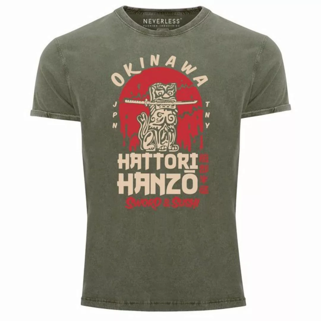 Neverless Print-Shirt Herren Vintage Shirt Hattori Hanzo Sword and Sushi Ok günstig online kaufen