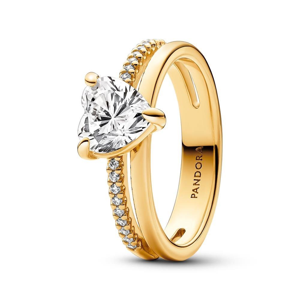 Pandora Fingerring Doppelschiene mit Herz Goldfarben günstig online kaufen