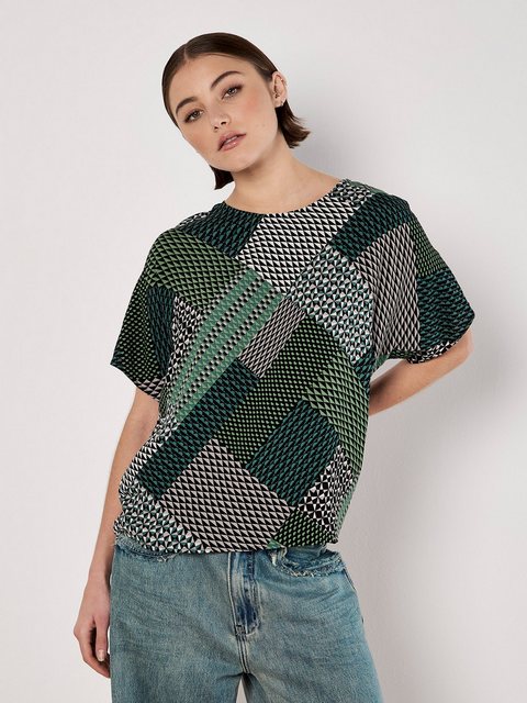 Apricot T-Shirt Patchwork Shirt, mit geometrischem Druck günstig online kaufen