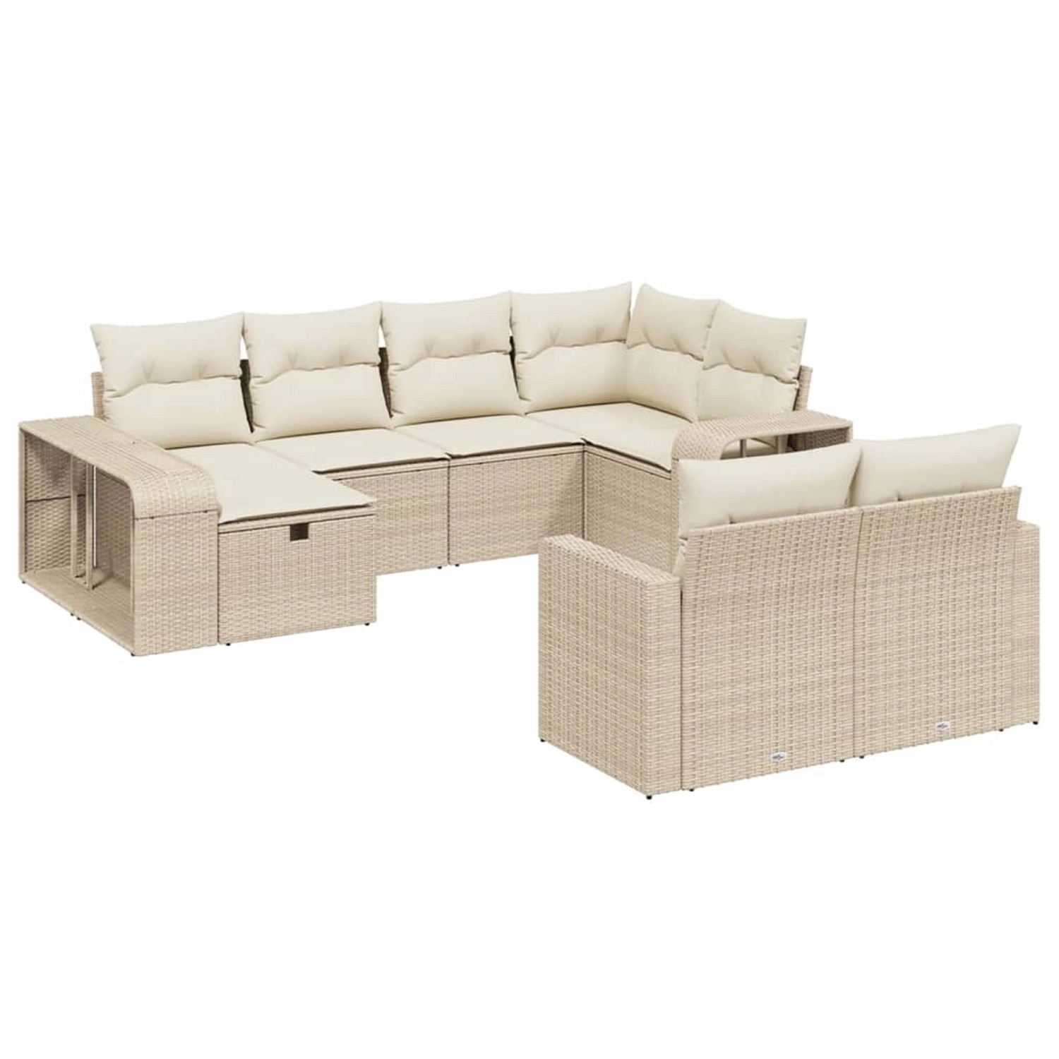 vidaXL 10-Tlg Garten-Sofagarnitur mit Kissen Beige Poly Rattan 3266238 günstig online kaufen