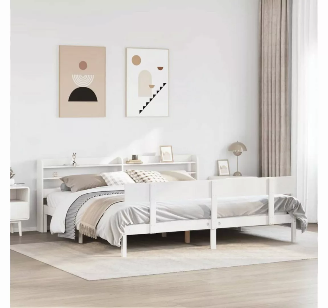 vidaXL Bett, Massivholzbett ohne Matratze Weiß 180x200 cm Kiefernholz günstig online kaufen