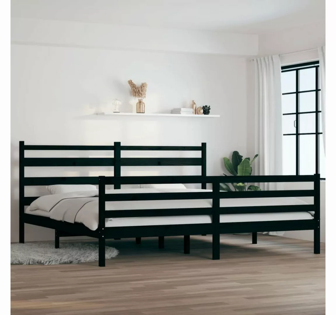 furnicato Bett Massivholzbett Kiefer 200x200 cm Schwarz günstig online kaufen