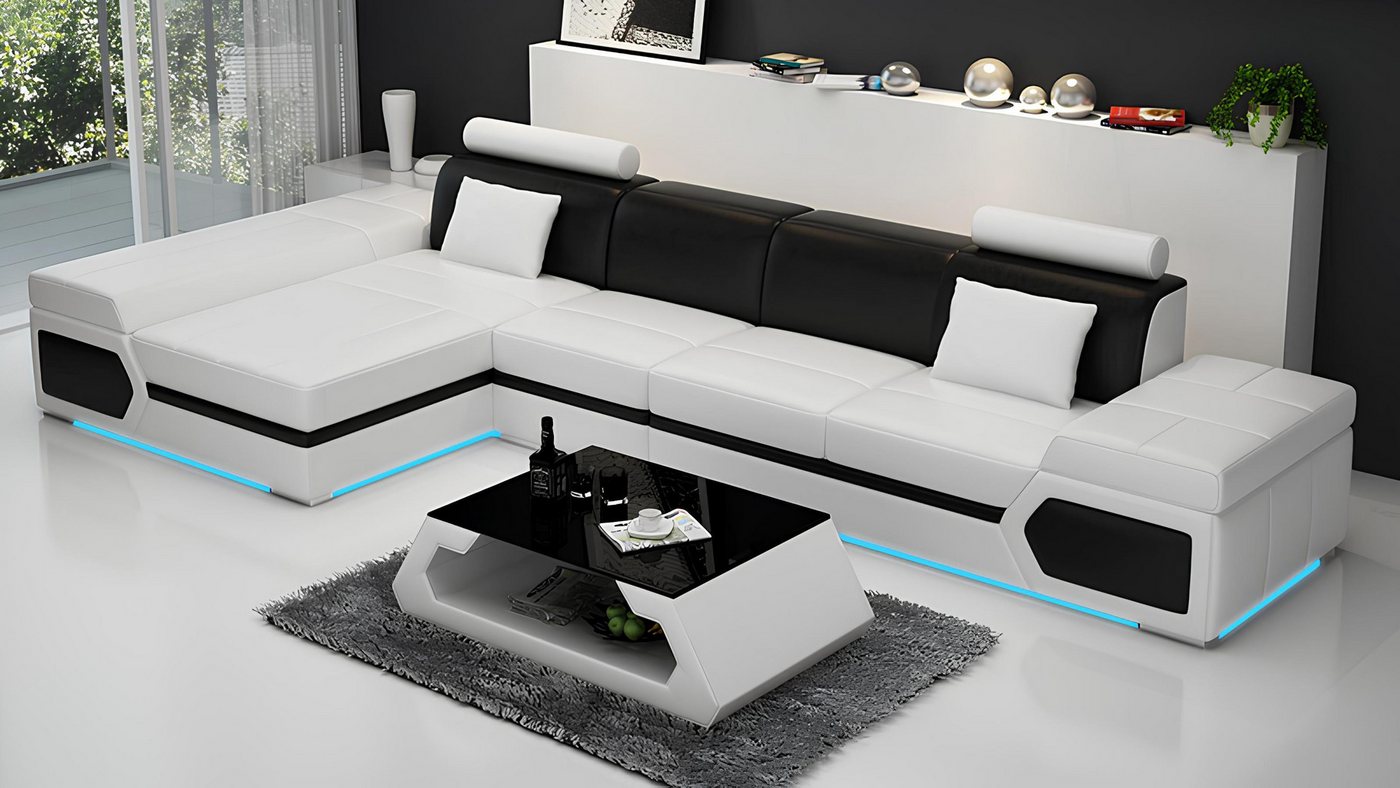 Xlmoebel Sofa Ledersofa in modernem Design mit L-förmiger Wohnlandschaft un günstig online kaufen