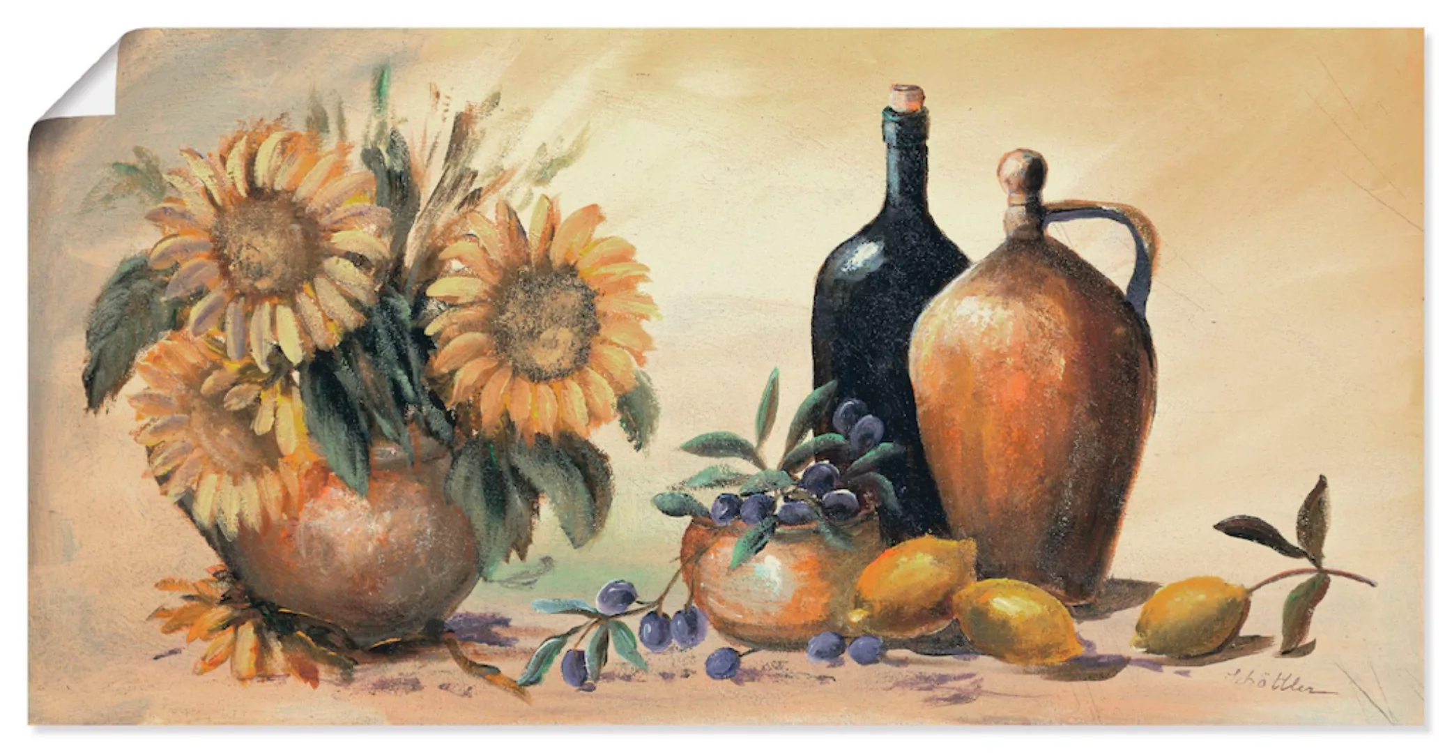 Artland Wandbild "Stillleben mit Sonnenblumen", Vasen & Töpfe, (1 St.), als günstig online kaufen