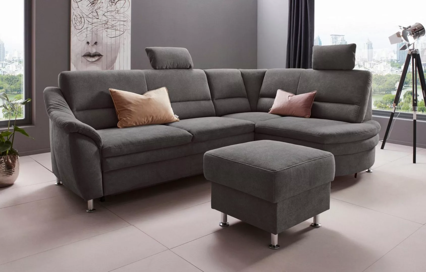 Places of Style Ecksofa Cardoso L-Form, Federkern, wahlweise mit Bett, Schu günstig online kaufen