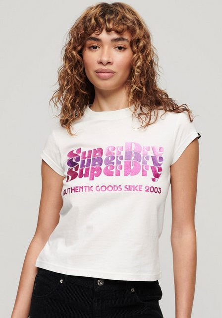 Superdry Kurzarmshirt "RETRO GLITTER LOGO CAP SLV TEE" günstig online kaufen