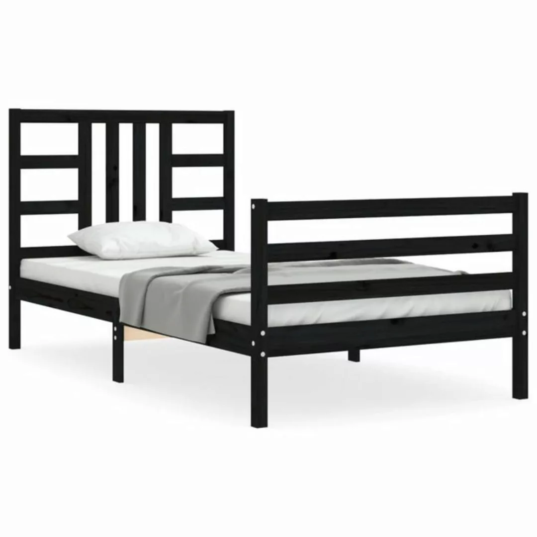 vidaXL Bett Massivholzbett mit Kopfteil Schwarz 90x200 cm günstig online kaufen