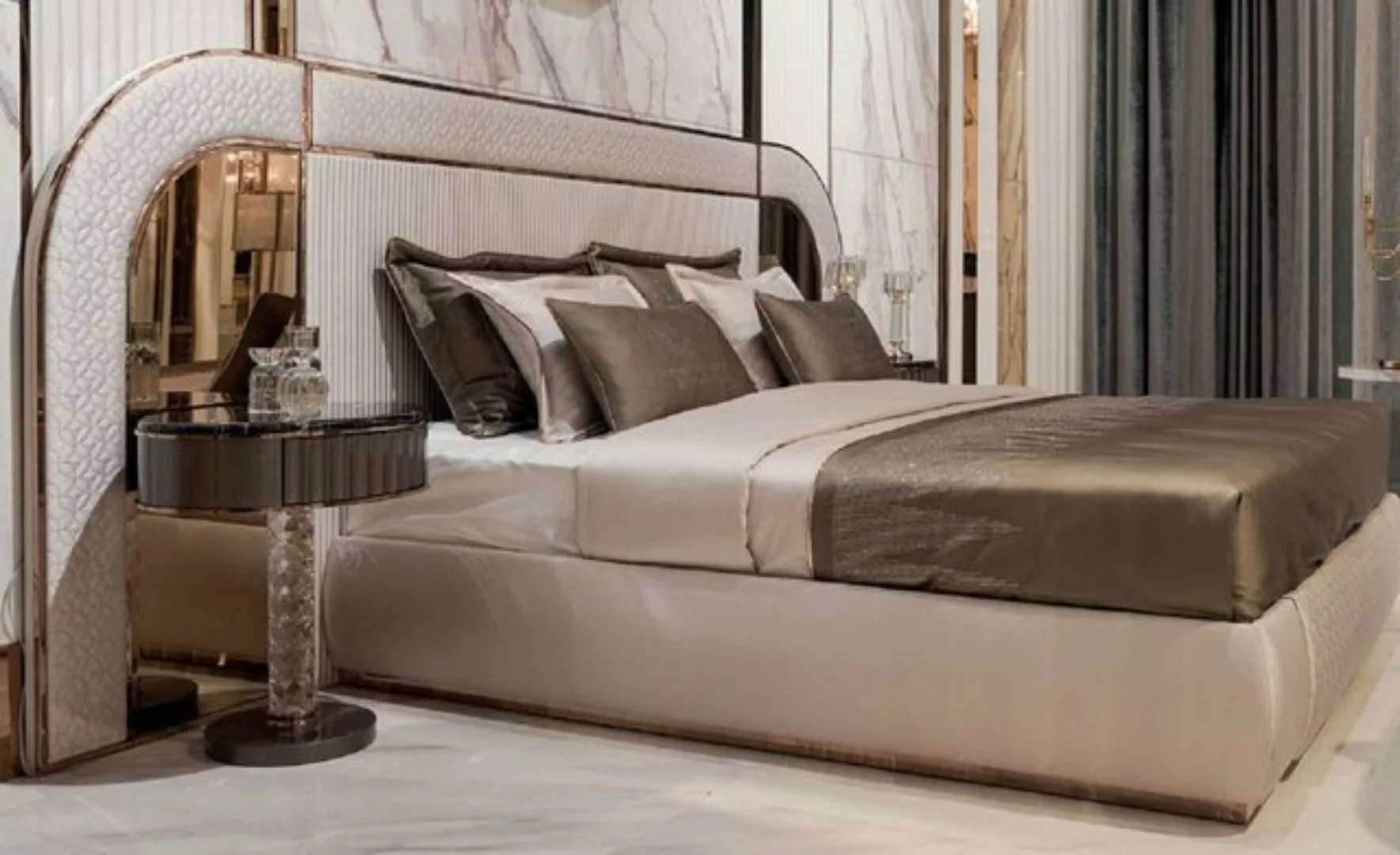 Casa Padrino Bett Casa Padrino Luxus Art Deco Doppelbett Grau / Kupfer 350 günstig online kaufen